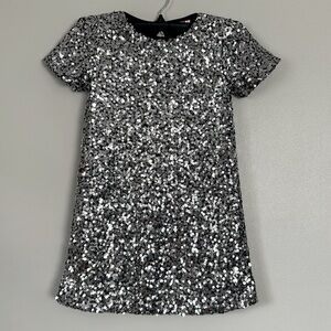 Barbie Holiday Sequined Girl's Dress Black and Silver Midi Size 8